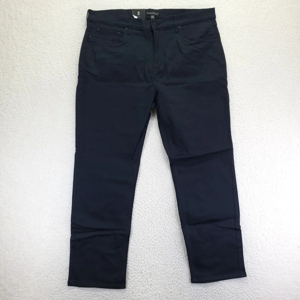 Banana Republic Traveler Pants Mens 40x30 Black Straight Fit Stretch Cotton NWT